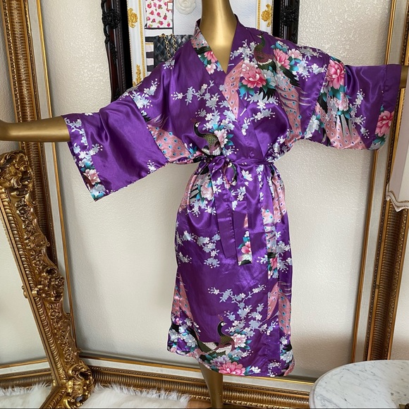 Sam Well Peacock & Glowers Kimono Style Robe - Picture 3 of 11